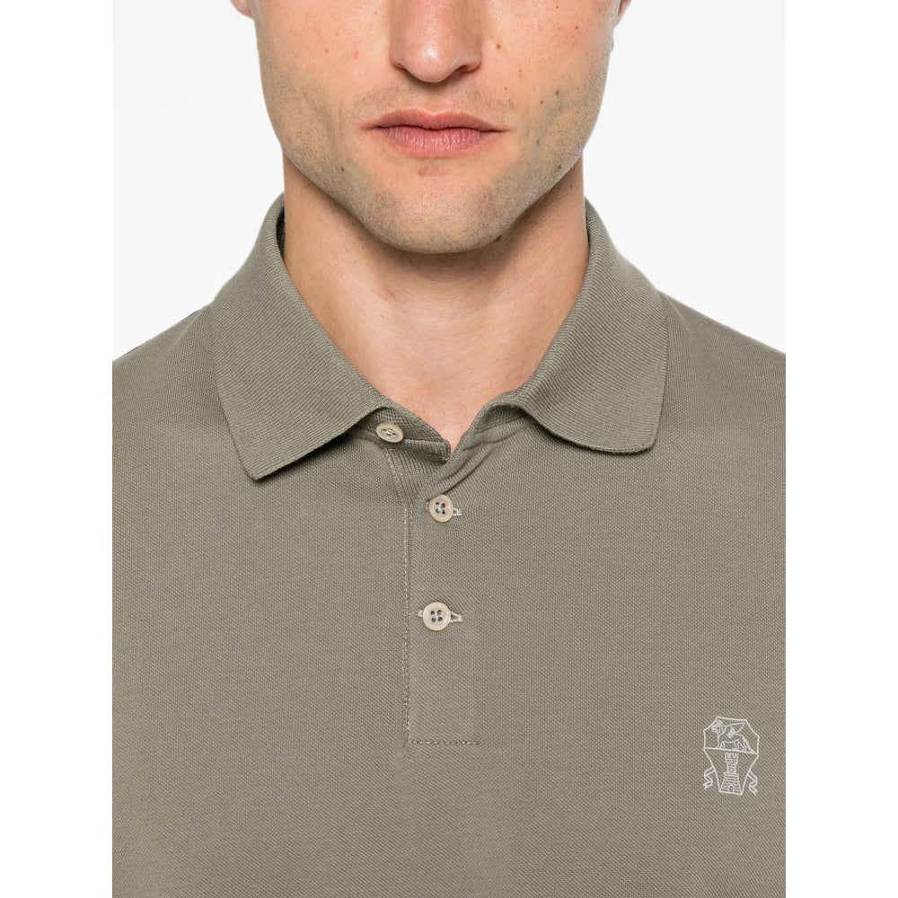 Brunello Cucinelli Green Polo Shirts Men