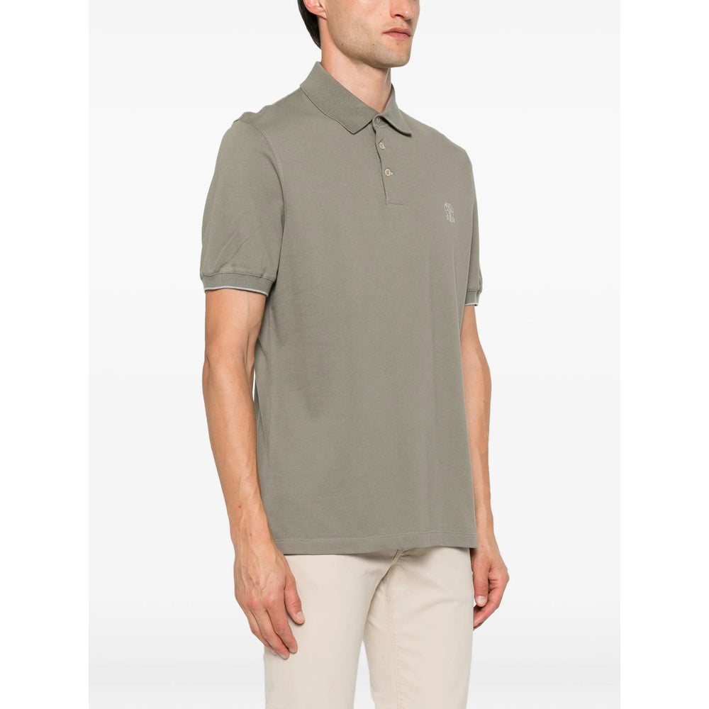 Brunello Cucinelli Green Polo Shirts Men