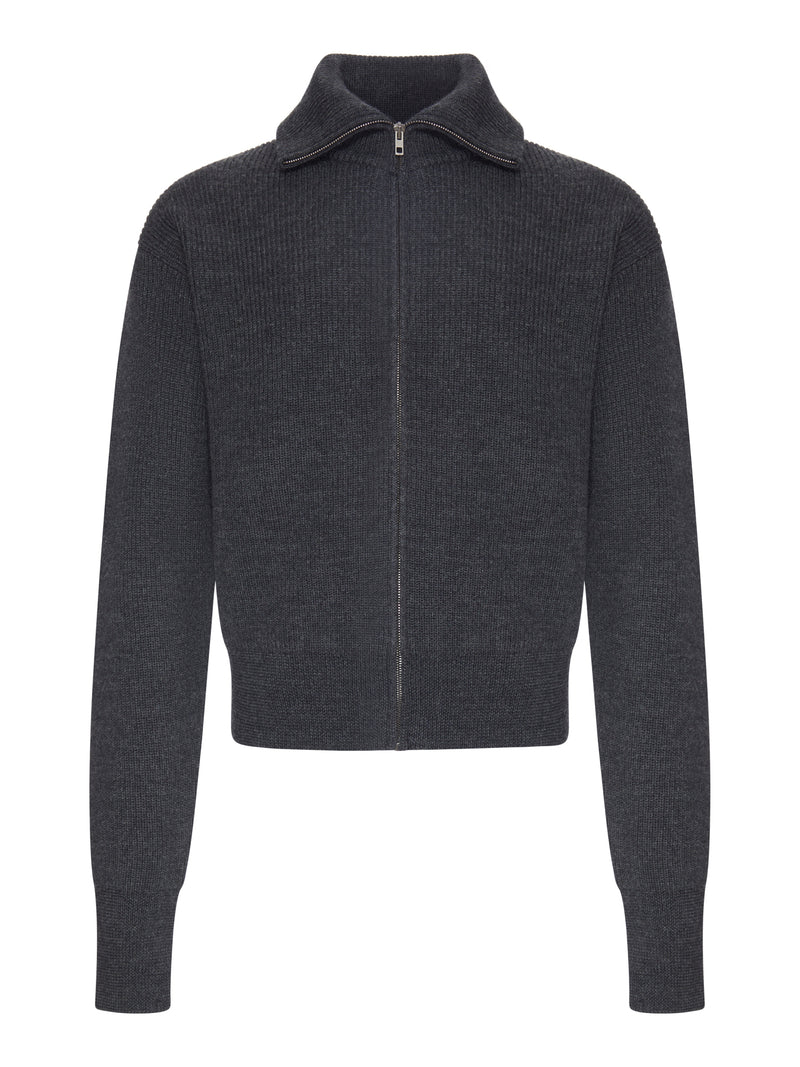 Lemaire Lemaire Men Zip-Up Wool Cardigan With A Mélange Effect
