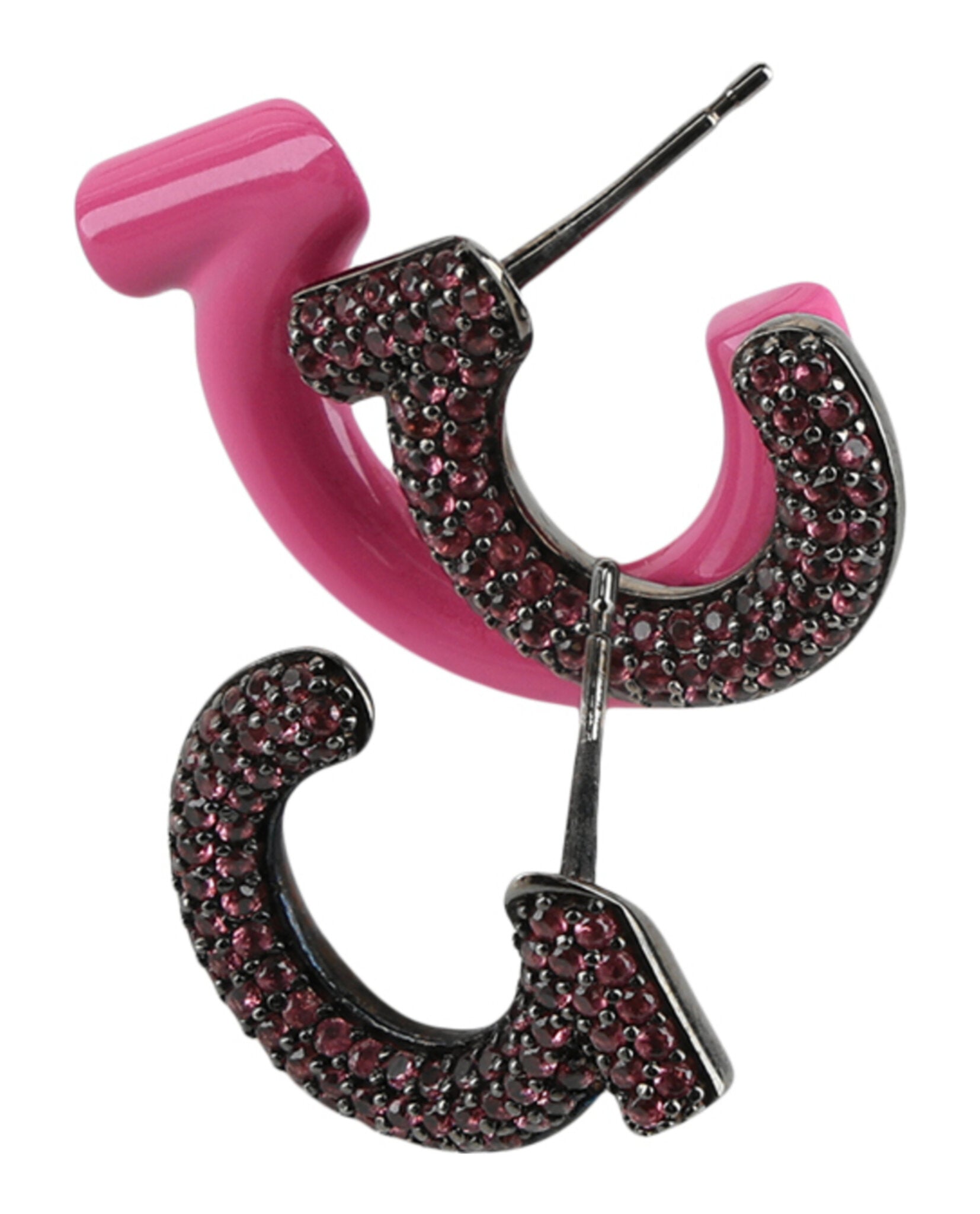 Ferragamo Womens Crystal-Embellished Gancini Half-Hoop Earrings