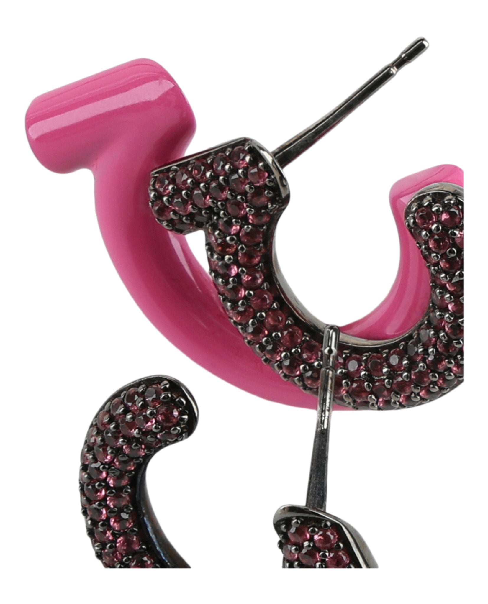 Ferragamo Womens Crystal-Embellished Gancini Half-Hoop Earrings