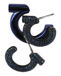 Ferragamo Womens Crystal-Embellished Gancini Half-Hoop Earrings