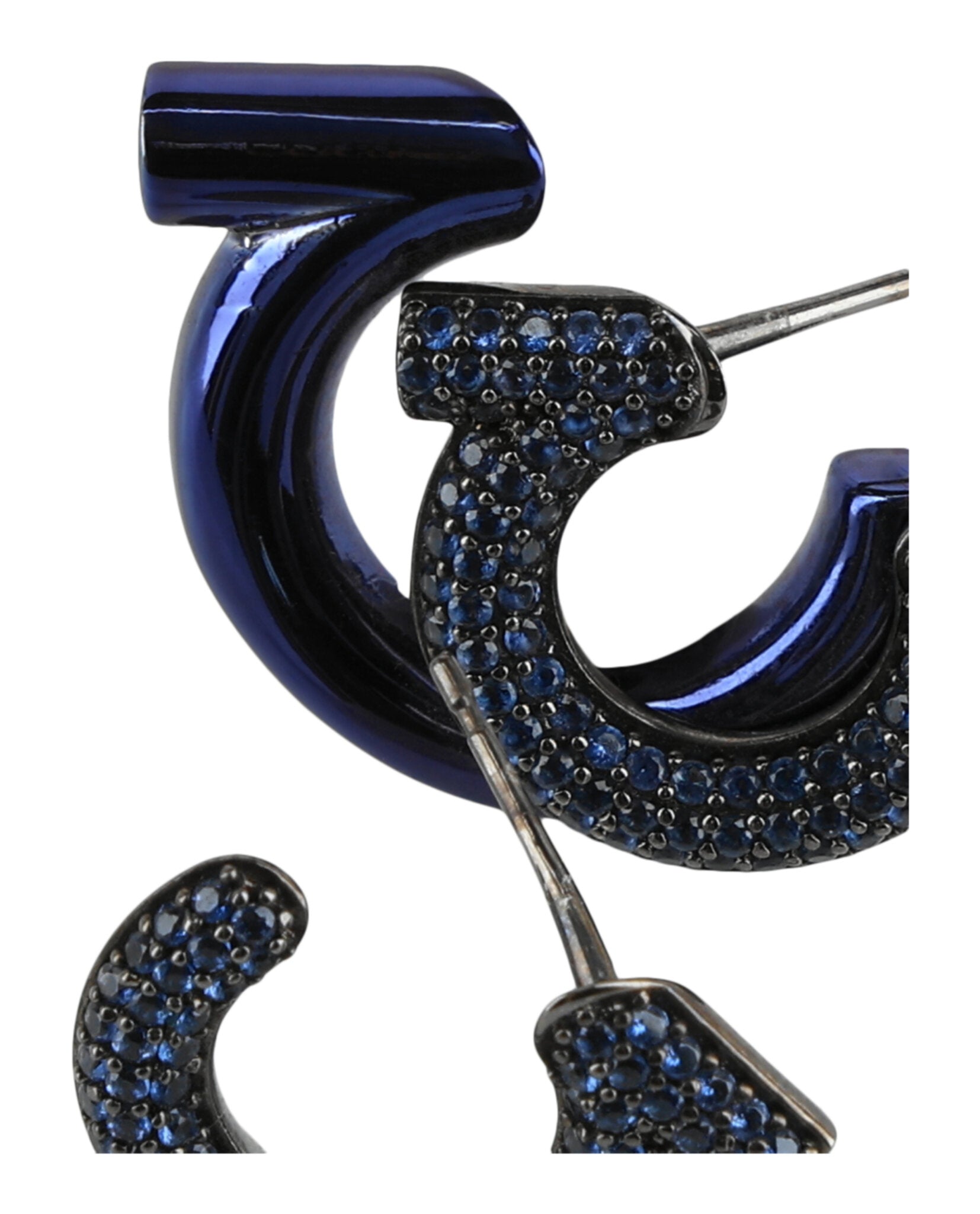 Ferragamo Womens Crystal-Embellished Gancini Half-Hoop Earrings