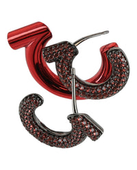 Ferragamo Womens Crystal-Embellished Gancini Half-Hoop Earrings