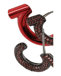 Ferragamo Womens Crystal-Embellished Gancini Half-Hoop Earrings