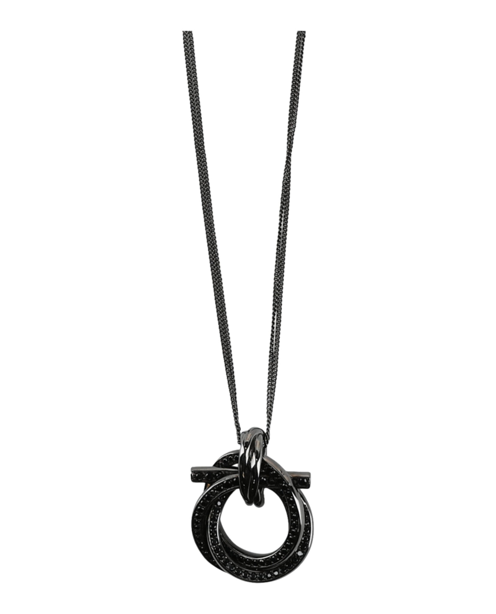 Ferragamo Womens Gancini Crystal-Embellished Pendant Necklace