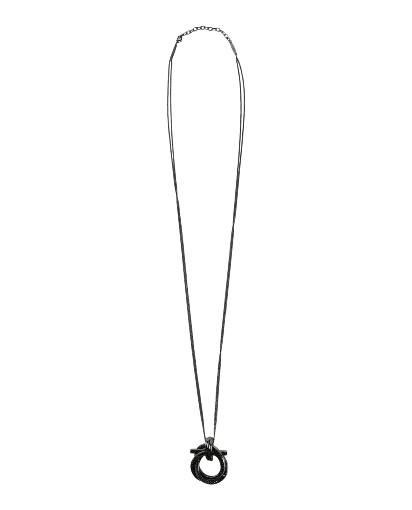 Ferragamo Womens Gancini Crystal-Embellished Pendant Necklace