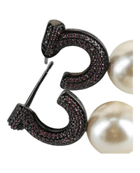 Ferragamo Womens Gancini Faux Pearl Stud Earrings