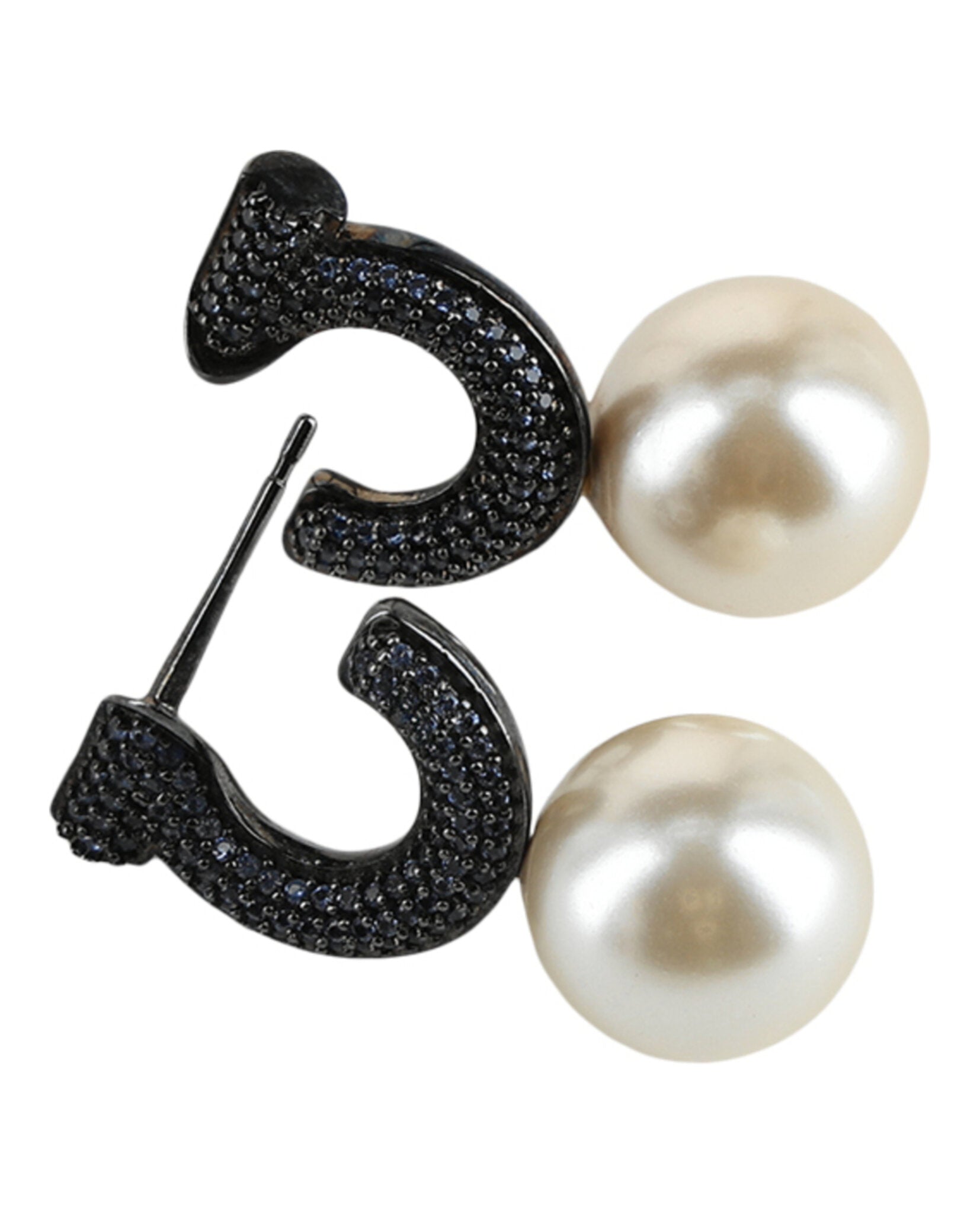 Ferragamo Womens Gancini Faux Pearl Stud Earrings