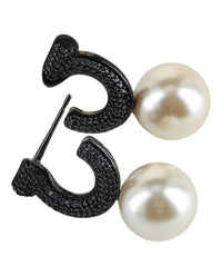 Ferragamo Womens Gancini Faux Pearl Stud Earrings