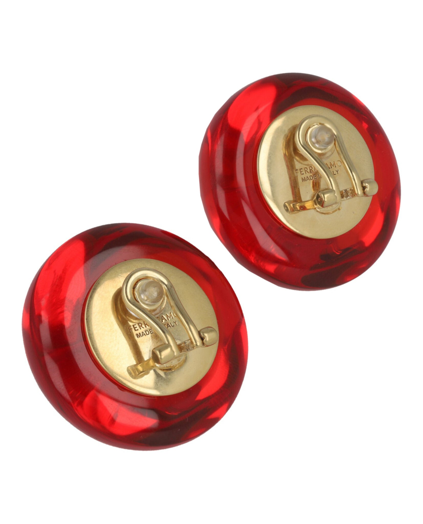 Ferragamo Womens Large Sculptural Clip on Earrings