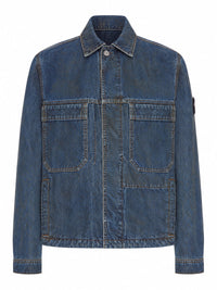 Stone Island Men Denim Overshirt With Stone Island Badge
