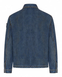 Stone Island Men Denim Overshirt With Stone Island Badge