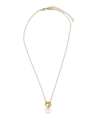Ferragamo Womens Sculptural Pendant Faux Pearl Necklace