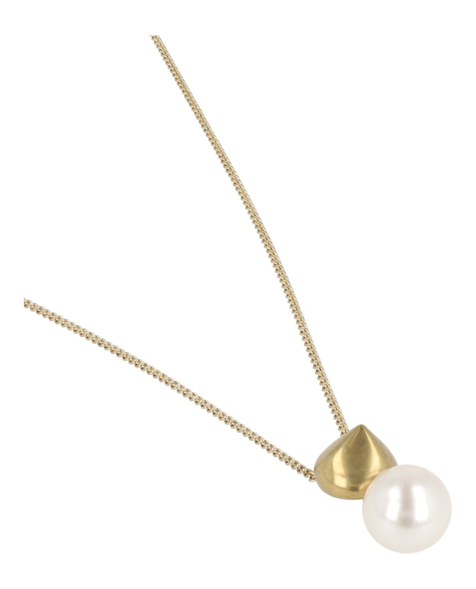 Ferragamo Womens Sculptural Pendant Faux Pearl Necklace