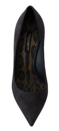 Dolce & Gabbana Gray Suede Leather Stiletto Shoes Women's Heels