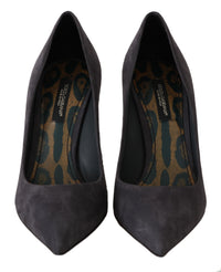Dolce & Gabbana Gray Suede Leather Stiletto Shoes Women's Heels