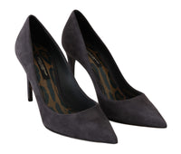 Dolce & Gabbana Gray Suede Leather Stiletto Shoes Women's Heels