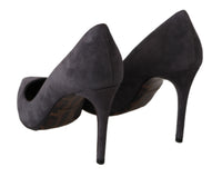 Dolce & Gabbana Gray Suede Leather Stiletto Shoes Women's Heels