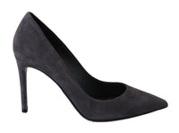 Dolce & Gabbana Gray Suede Leather Stiletto Shoes Women's Heels