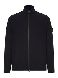 Stone Island Men Full Zip Wool Sweater With High Neck