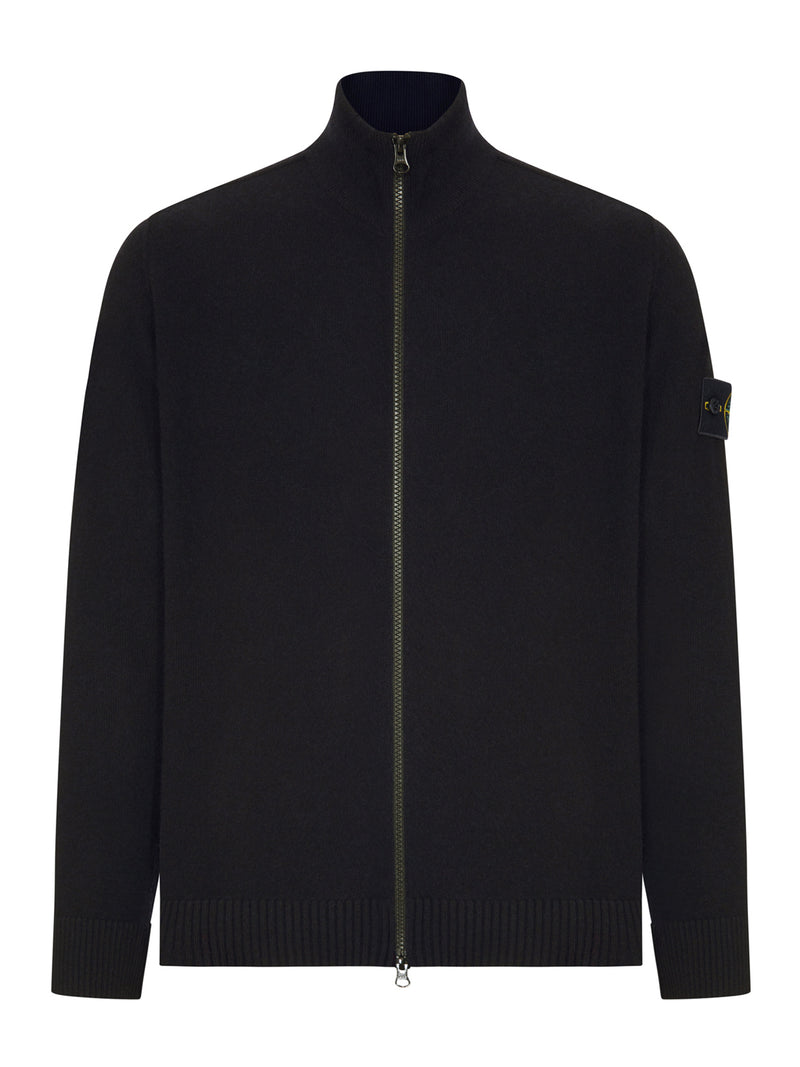 Stone Island Men Full Zip Wool Sweater With High Neck