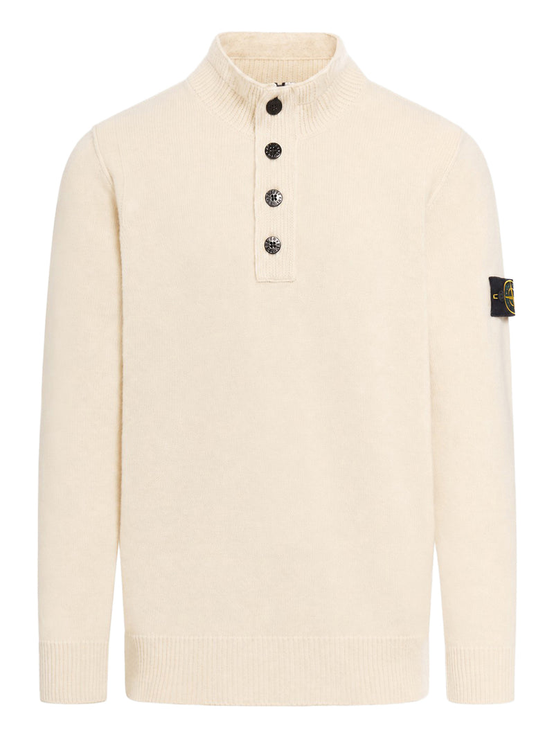 Stone Island Men Regular Fit Sweater With Short Zip And Fake Buttons