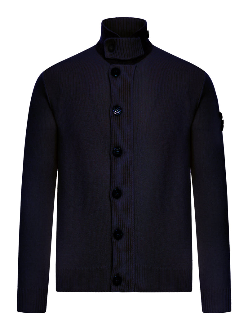 Stone Island Men Regular Fit Sweater With Zip And Button Fastening