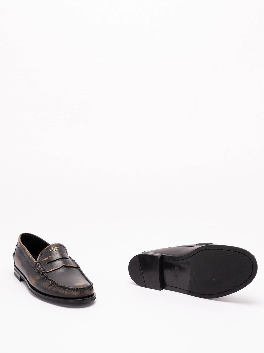 Prada Prada Men Antiqued Leather Loafers