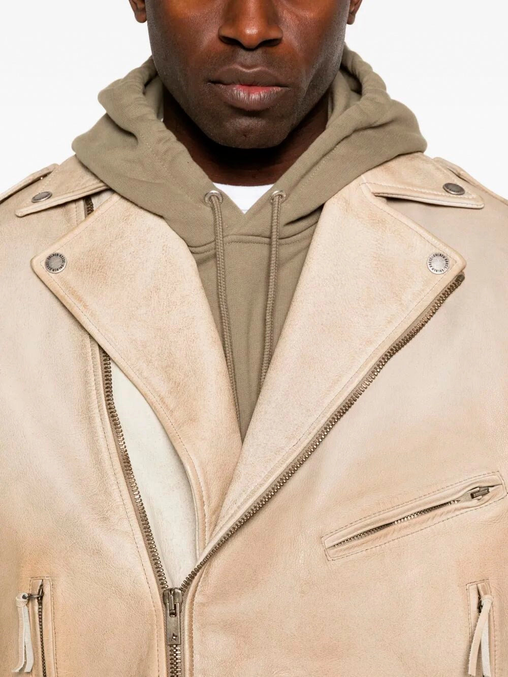 Golden Goose Men `Journey` Leather Jacket