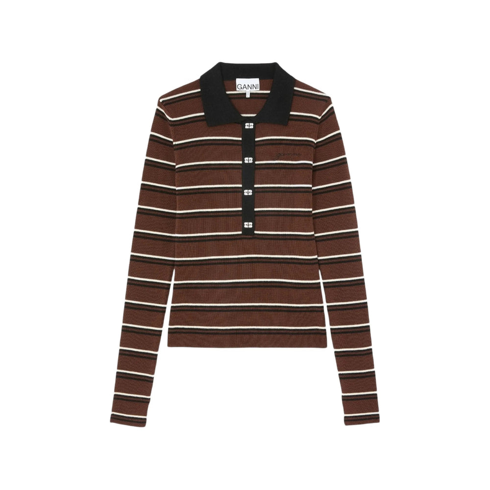 Ganni Ganni Brown Tops - Polo Tops Women
