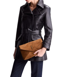 Saint Laurent Saint Laurent Women Large Cassandre Envelope Clutch In Suede
