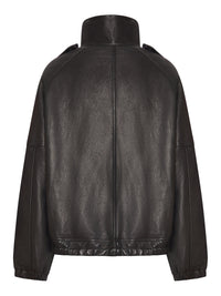 Saint Laurent Saint Laurent Women Oversized Leather Jacket With High Collar