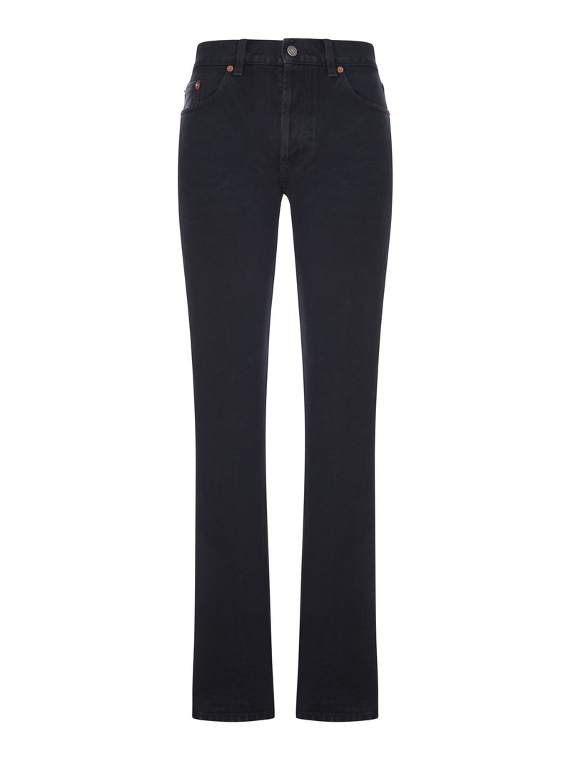 Saint Laurent Women Straight Jeans In Authentic Denim
