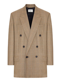 Saint Laurent Women Prince Of Wales Houndstooth Wool Jacket
