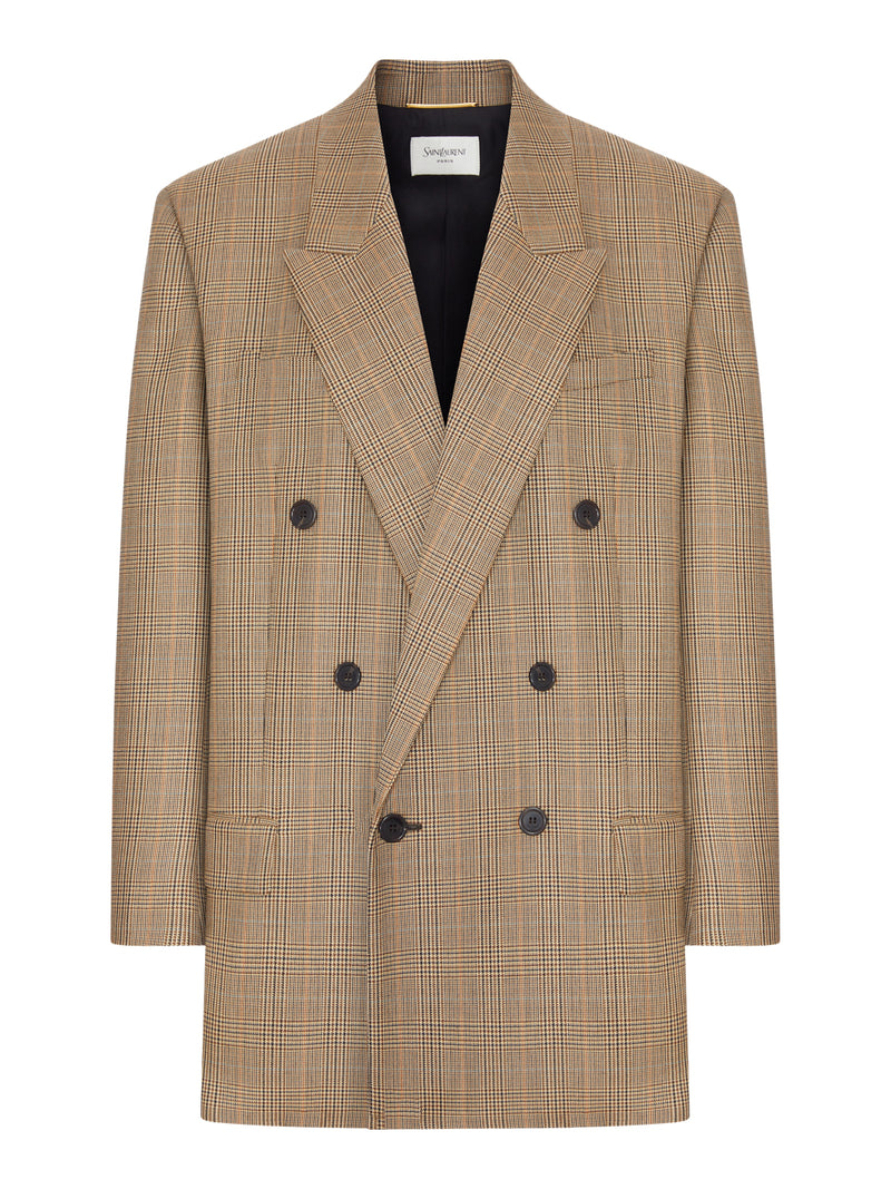 Saint Laurent Women Prince Of Wales Houndstooth Wool Jacket