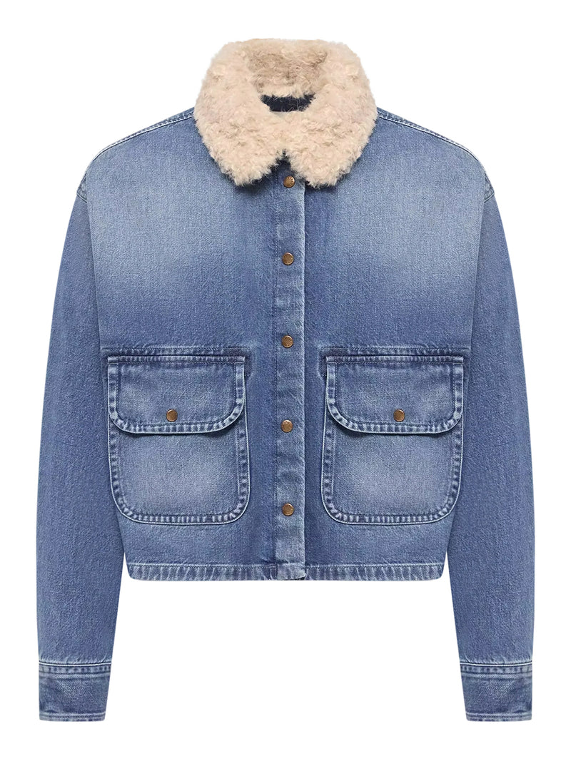 Moncler Moncler Women Denim Shirt With Teddy Trim