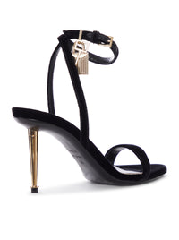 Tom Ford Women Velvet Sandal With Strap And Metallic Heel