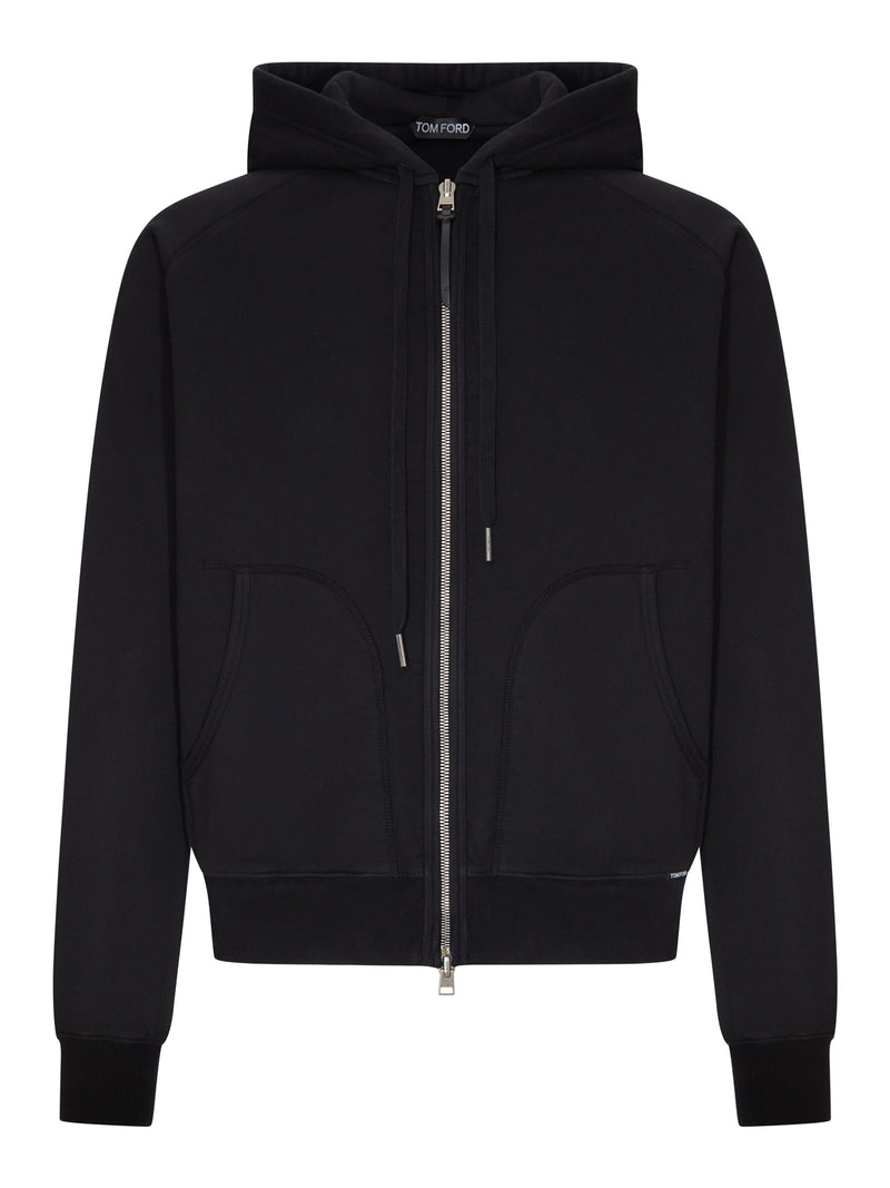 Tom Ford Men Cotton Jersey Sweatshirt With Zip And Hood