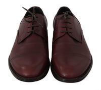 Dolce & Gabbana Dolce & Gabbana Red Bordeaux Leather Derby Formal Men's Shoes