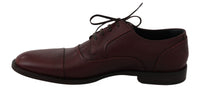 Dolce & Gabbana Dolce & Gabbana Red Bordeaux Leather Derby Formal Men's Shoes