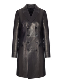 Tom Ford Women Double-Breasted Polished Leather Coat
