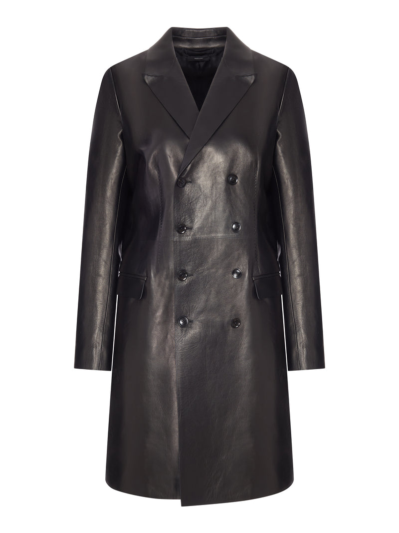Tom Ford Women Double-Breasted Polished Leather Coat