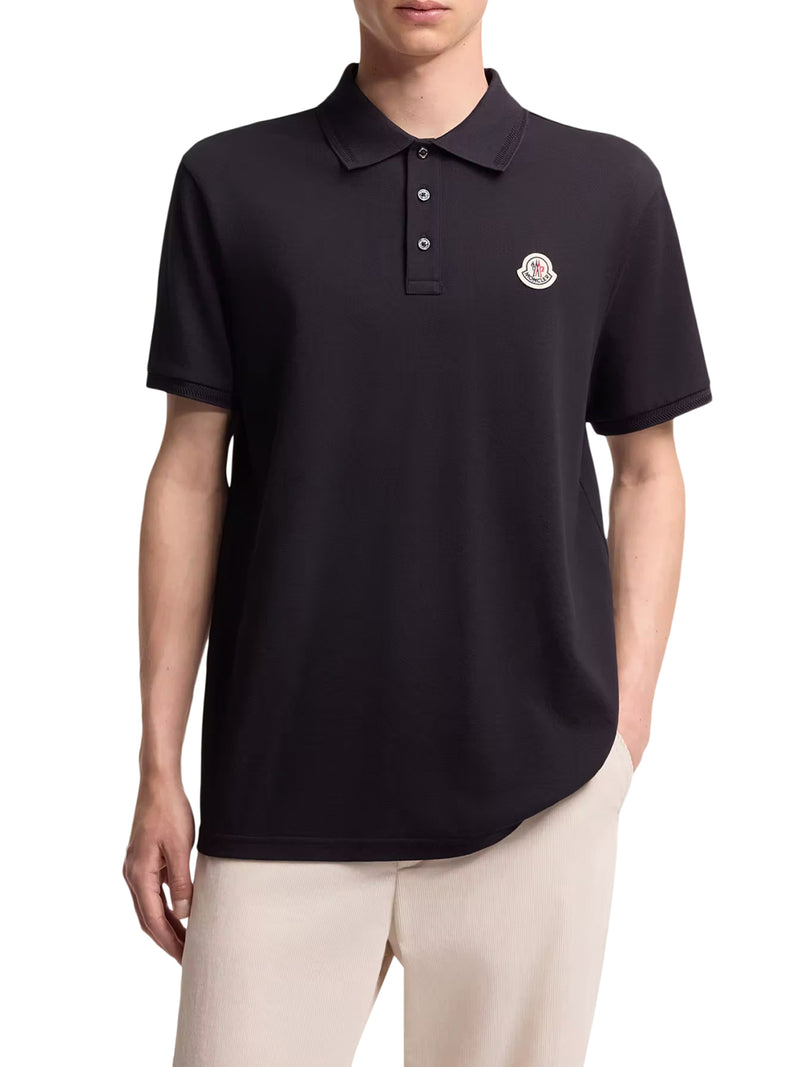Moncler Men Cotton Piquet Polo Shirt With Logo Patch