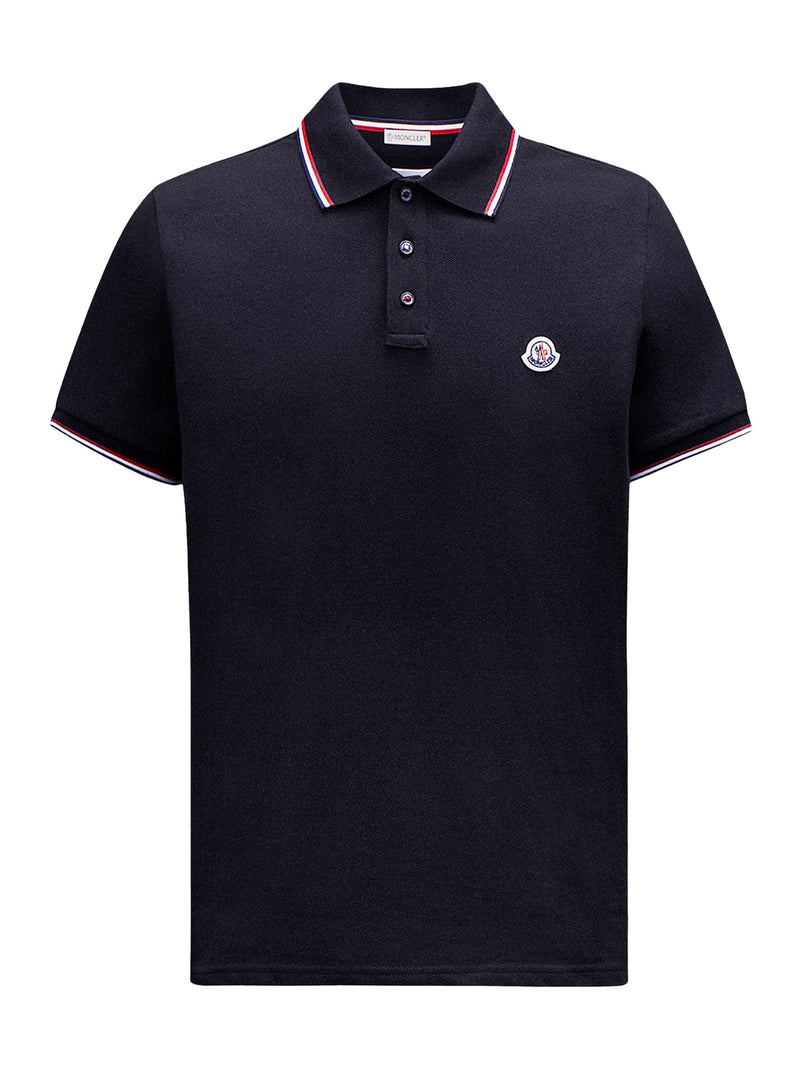 Moncler Men Cotton Piquet Polo Shirt With Tricolor Trim