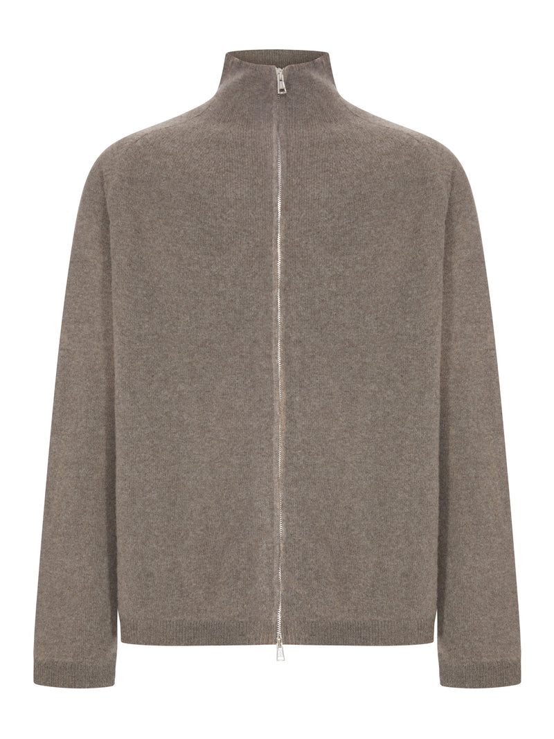 Our Legacy Our Legacy Men Zip Cardigan In "Cherub" Wool And Mud-Colored Spray Dye