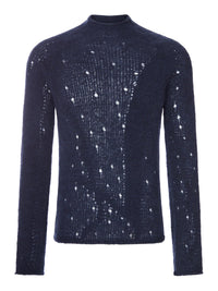 Our Legacy Men Blue Mélange Alpaca Sweater With An Irregular Texture