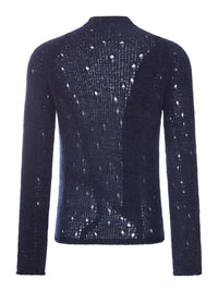 Our Legacy Men Blue Mélange Alpaca Sweater With An Irregular Texture