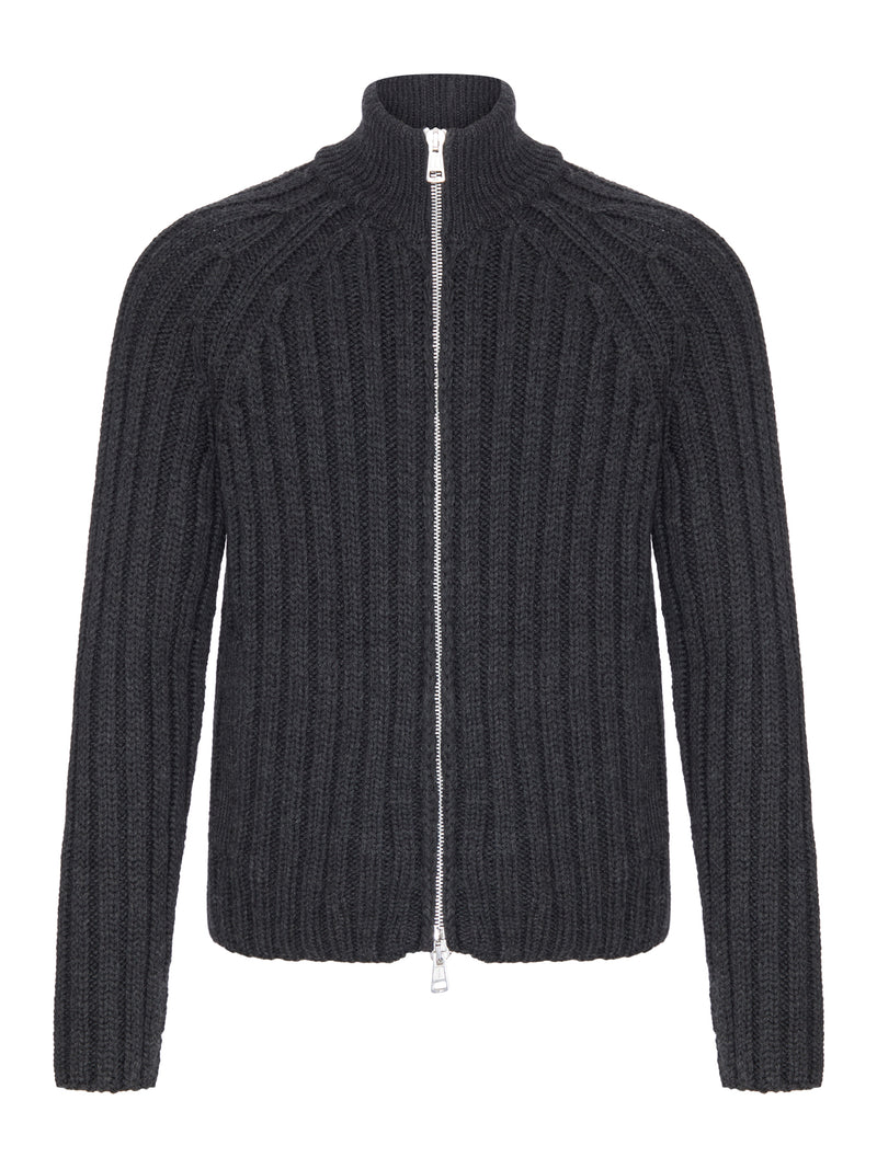 Our Legacy Men Ribbed Merino Wool Zip-Up Cardigan