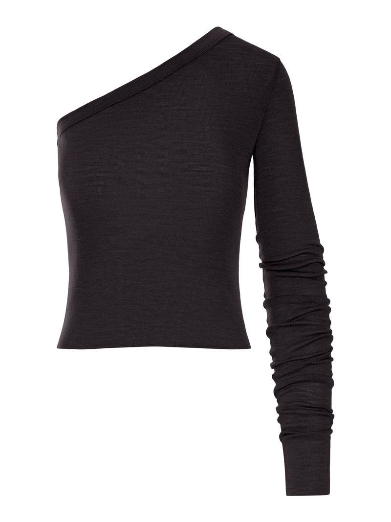 Rick Owens Women Ziggy T One-Shoulder Jersey Top With Long Sleeves